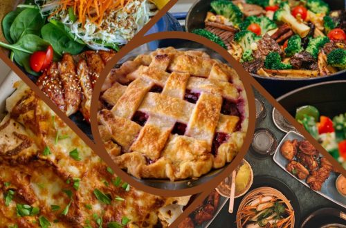 Collage of different food dishes